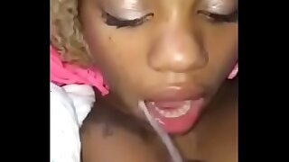 Drunk ebony let me cum on her face