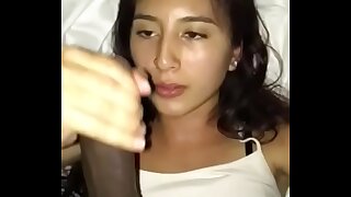 latina thot sucking veiny pitch-black dick