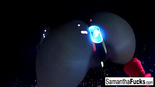 Samantha Saint gets off in this super hot black light solo